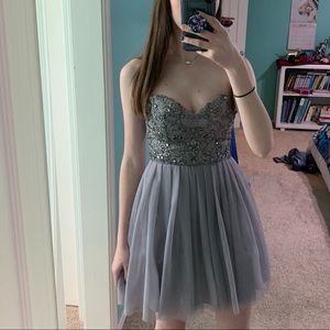 Grey sparkly homecoming dress